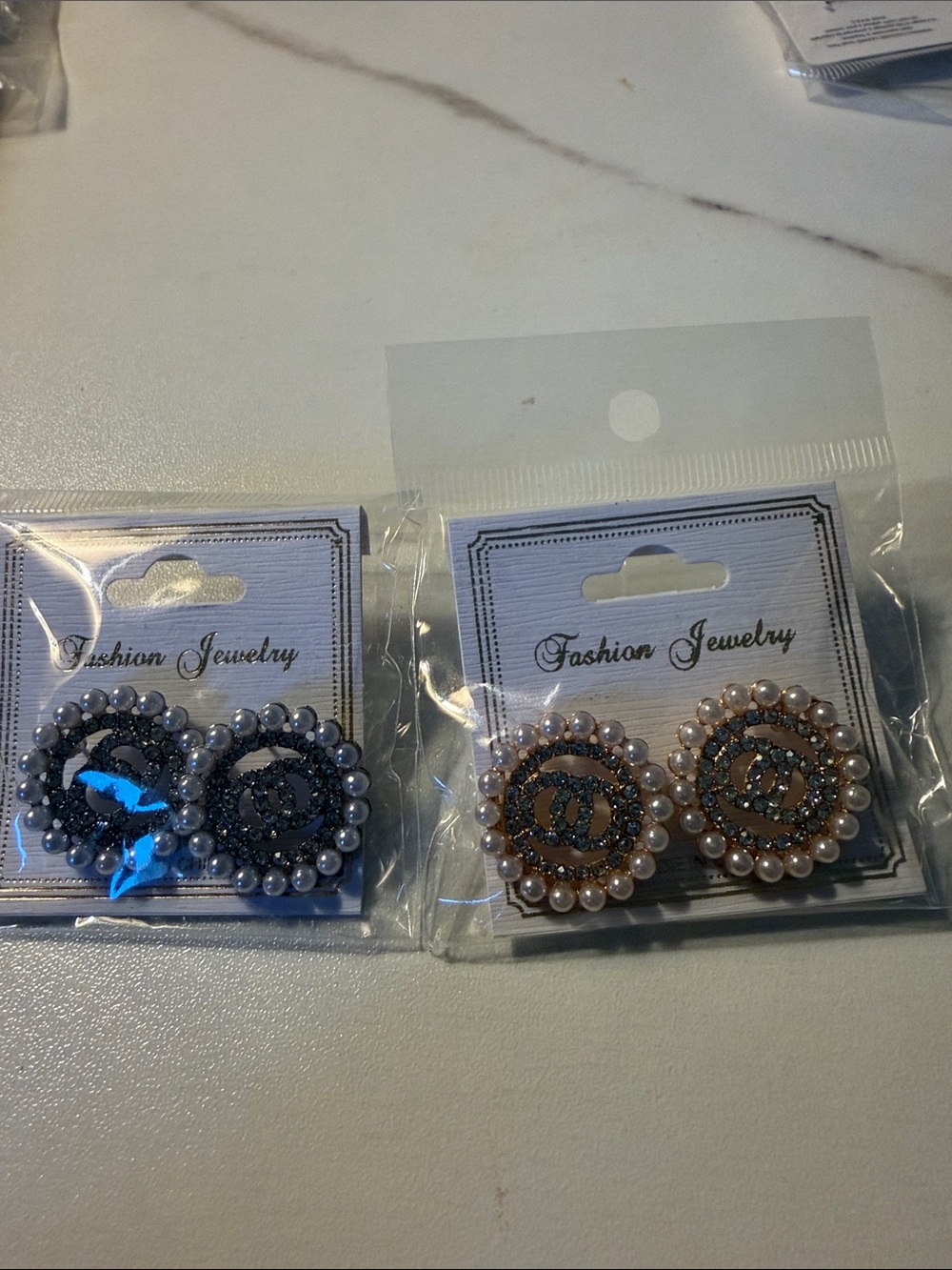 Fashion Jewelry Pearl Crystal Round Earrings -